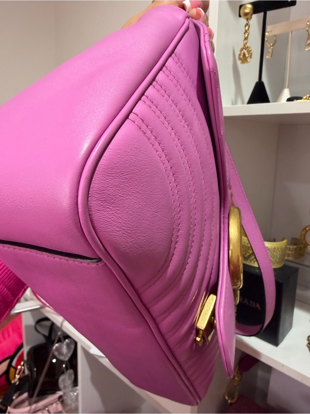 Gucci Pink Quilted GG Marmont Shoulder Bag with Gold Hardware - Picture 6 of 17